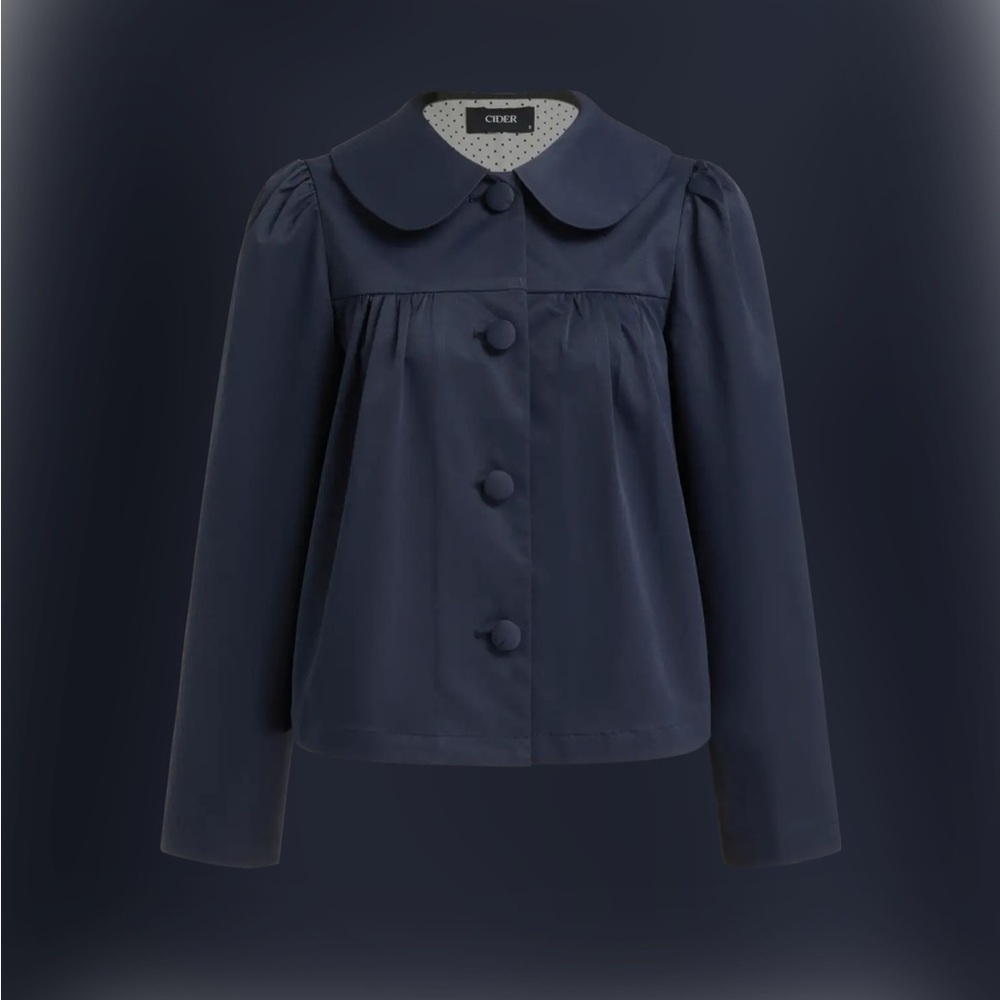 Cider chic PETER PAN COLLAR OVERSIZED TRENCH COAT M AB9-5 - Picture 10 of 12